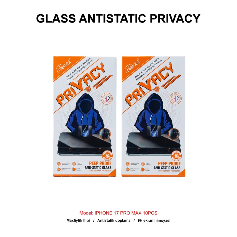 GLASS ANTISTATIC PRIVACY IPHONE 17 PRO MAX 10PCS