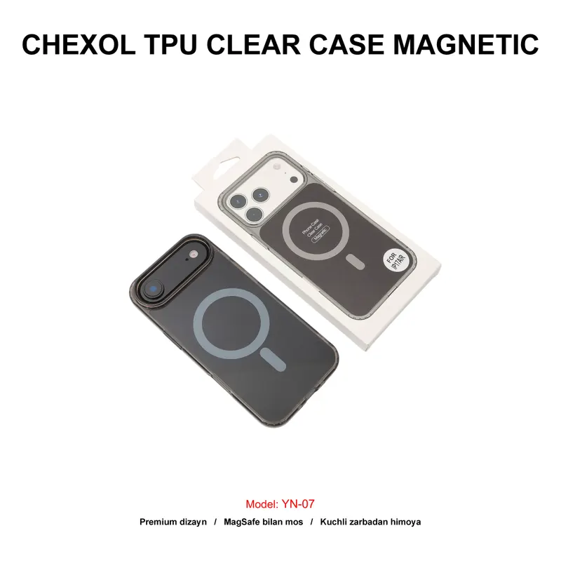 CHEXOL TPU CLEAR CASE MAGNETIC YN-07 IP17 AIR BLACK