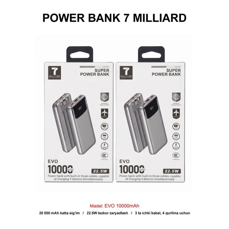 PB 7 MILLIARD EVO 10000mAh 7MEVPB10MGY GREY