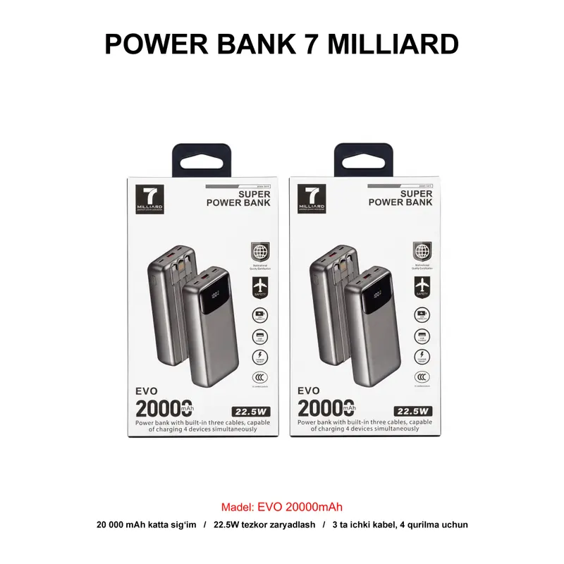 PB 7 MILLIARD EVO 20000mAh 7MEVPB20MGY GREY