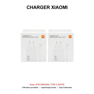 CHARGER XIAOMI 67W ORIGINAL TYPE-C WHITE