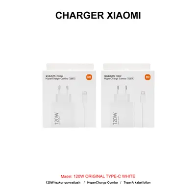 CHARGER XIAOMI 120W ORIGINAL TYPE-C WHITE