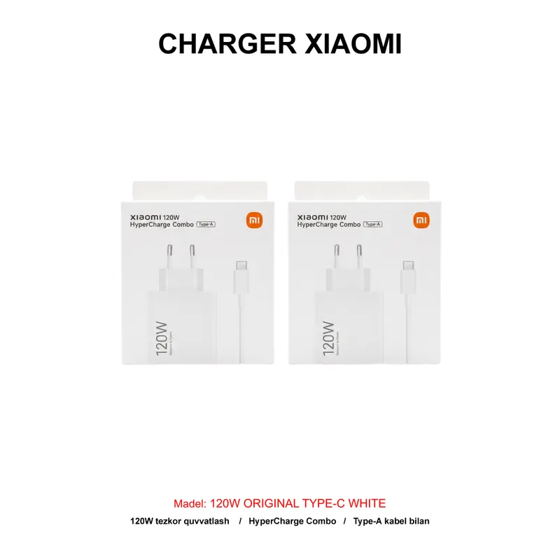 CHARGER XIAOMI 120W ORIGINAL TYPE-C WHITE