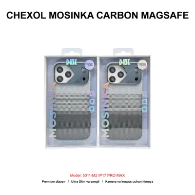 CHEXOL MOSINKA CARBON MAGSAFE 5011-M2 IP17 PRO MAX SILVER/WHITE