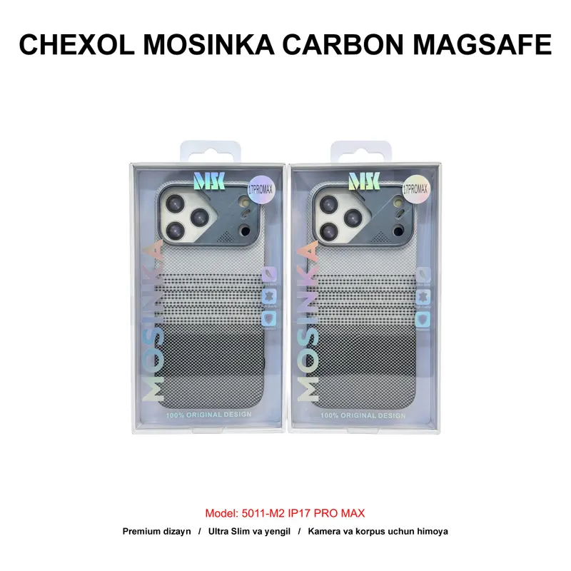 CHEXOL MOSINKA CARBON MAGSAFE 5011-M2 IP17 PRO MAX SILVER/WHITE