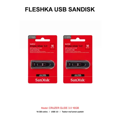 FLESHKA USB SANDISK CRUZER GLIDE 3.0 16GB