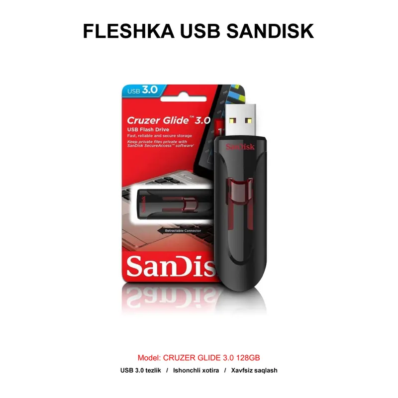FLESHKA USB SANDISK CRUZER GLIDE 3.0 128GB