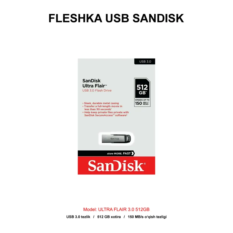 FLESHKA USB SANDISK ULTRA FLAIR 3.0 512GB