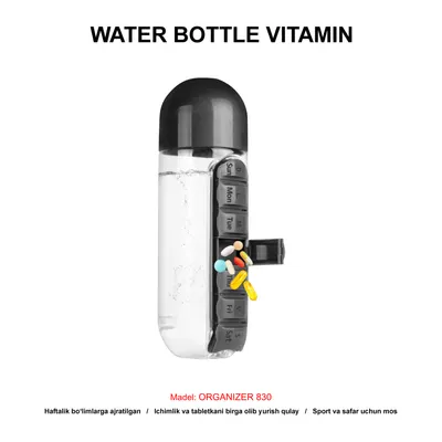 WATER BOTTLE VITAMIN ORGANIZER 830 BLACK