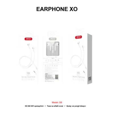 EARPHONE XO S8 WHITE
