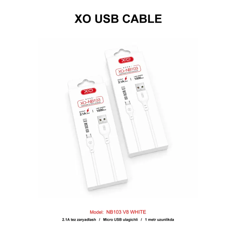 XO USB CABLE NB103 V8 WHITE