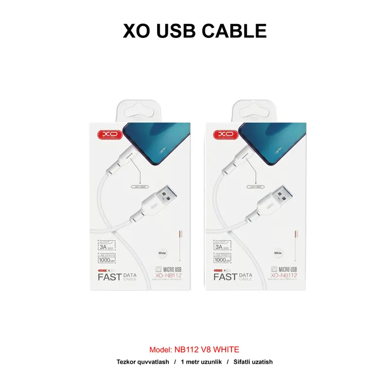 XO USB CABLE NB112 V8 WHITE
