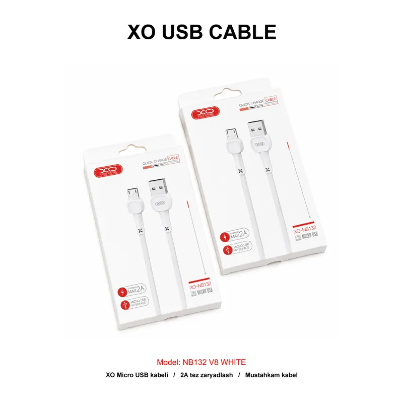 XO USB CABLE NB132 V8 WHITE