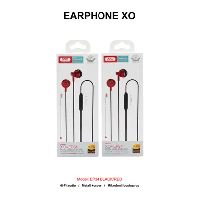 EARPHONE XO EP34 BLACK/RED