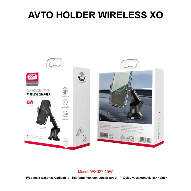 AVTO HOLDER WIRELESS XO WX027 15W BLACK