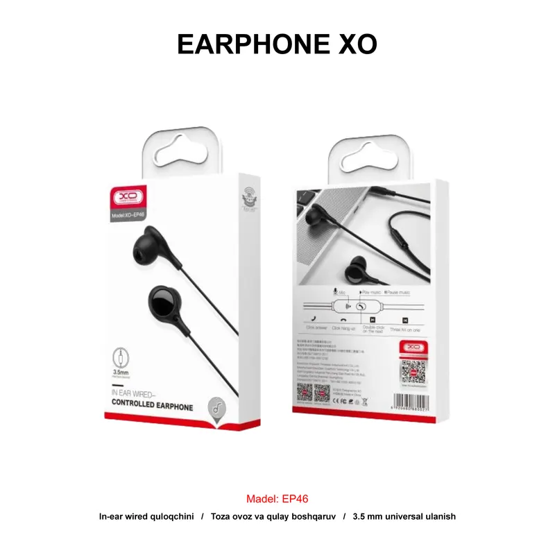 EARPHONE XO EP46 BLACK