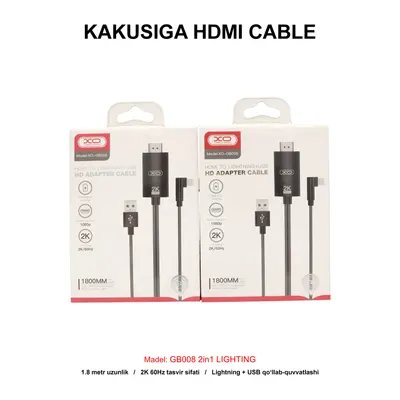 XO HDMI CABLE GB008 2in1 LIGHTING BLACK