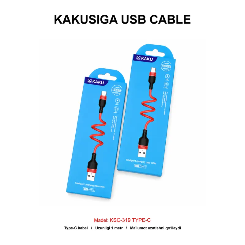 USB CABLE KAKUSIGA KSC-319 TYPE-C RED