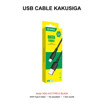 USB CABLE KAKUSIGA KSC-419 TYPE-C BLACK