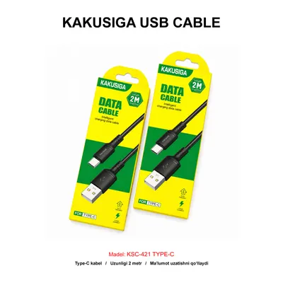 USB CABLE KAKUSIGA KSC-421 TYPE-C BLACK