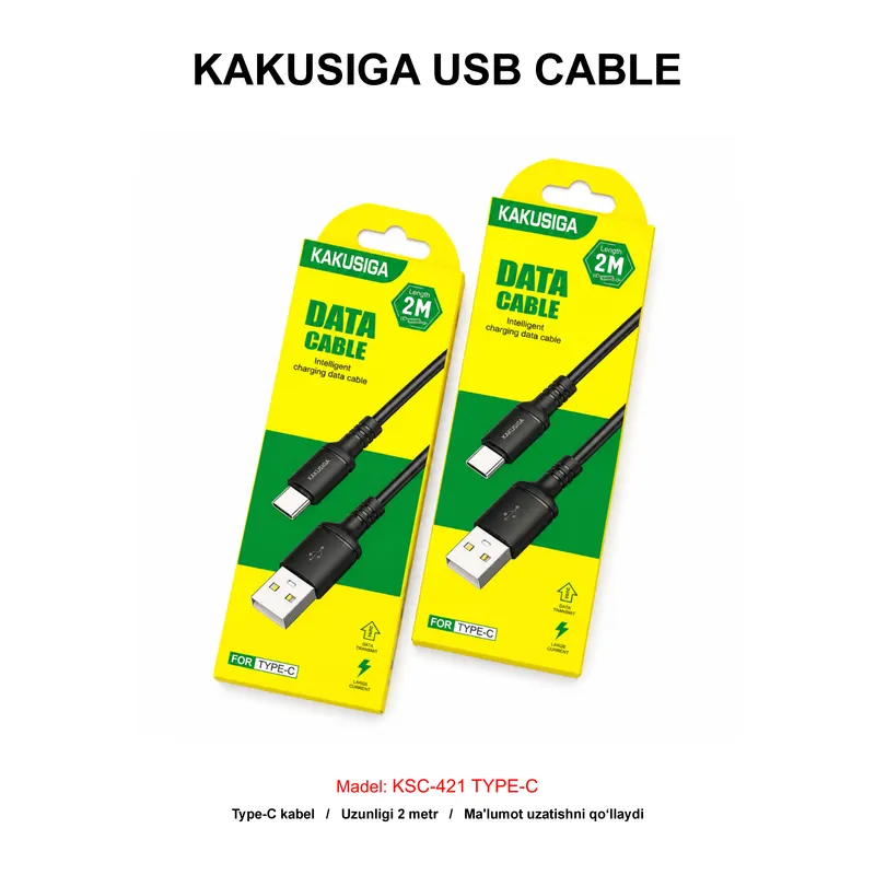 USB CABLE KAKUSIGA KSC-421 TYPE-C BLACK