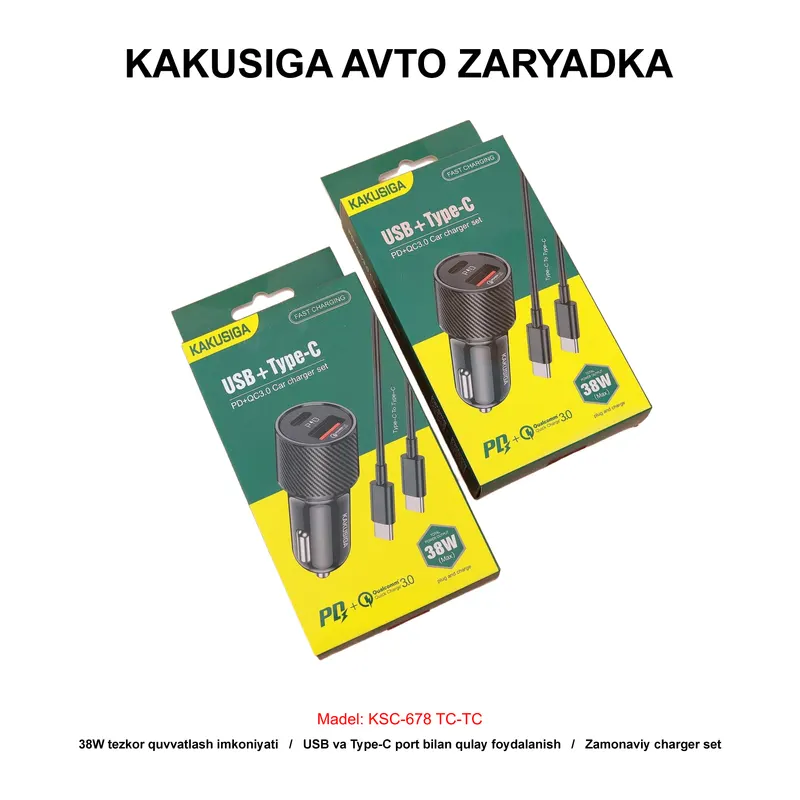 CAR CHARGER KAKUSIGA KSC-678 TC-TC BLACK