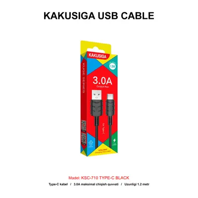 USB CABLE KAKUSIGA KSC-710 TYPE-C BLACK