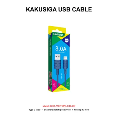 USB CABLE KAKUSIGA KSC-710 TYPE-C BLUE