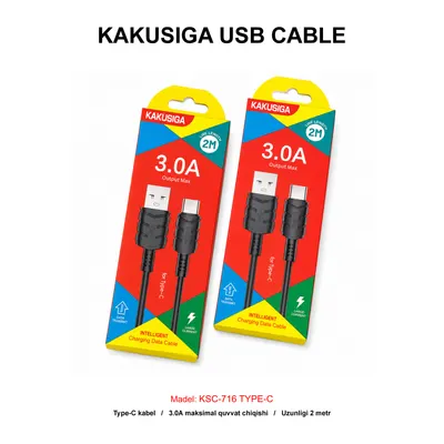 USB CABLE KAKUSIGA KSC-716 TYPE-C BLACK