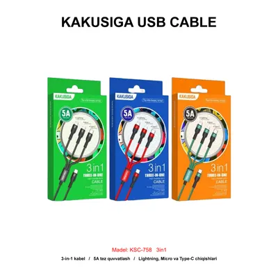 USB CABLE KAKUSIGA KSC-758 3in1 RED