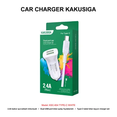 CAR CHARGER KAKUSIGA KSC-854 TYPE-C WHITE