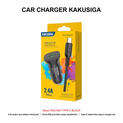 CAR CHARGER KAKUSIGA KSC-854 TYPE-C BLACK