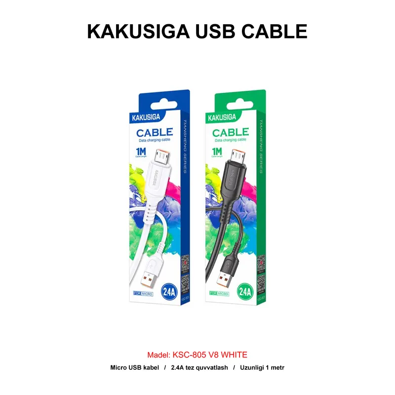 USB CABLE KAKUSIGA KSC-805 V8 WHITE