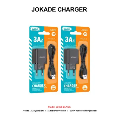 CHARGER JOKADE JB026 TYPE-C BLACK