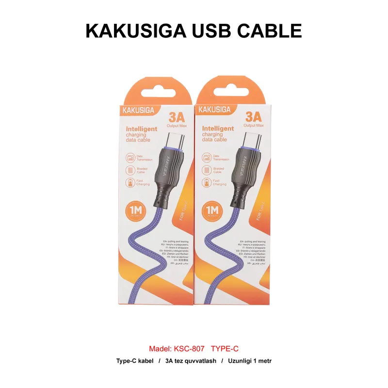 USB CABLE KAKUSIGA KSC-807 TYPE-C BLUE