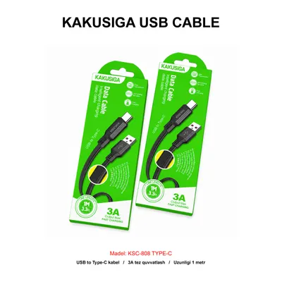 USB CABLE KAKUSIGA KSC-808 TYPE-C BLACK