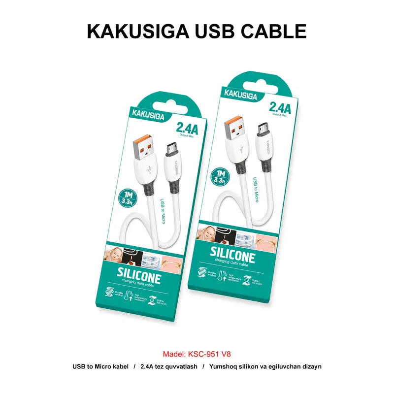USB CABLE KAKUSIGA KSC-951 V8 WHITE