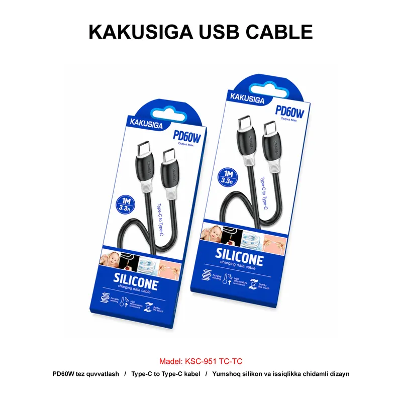 USB CABLE KAKUSIGA KSC-951 TC-TC WHITE