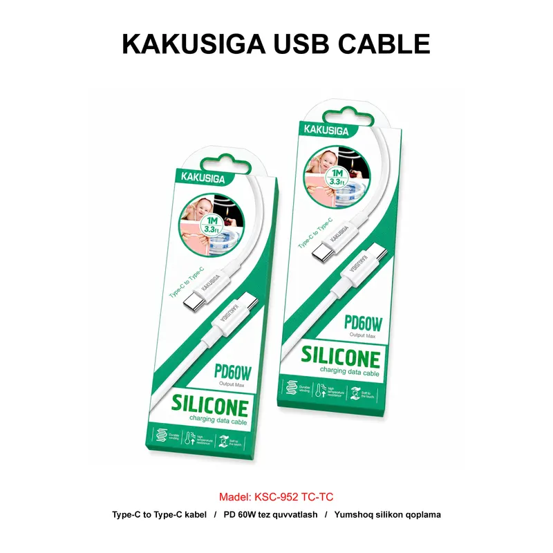 USB CABLE KAKUSIGA KSC-952 TC-TC WHITE