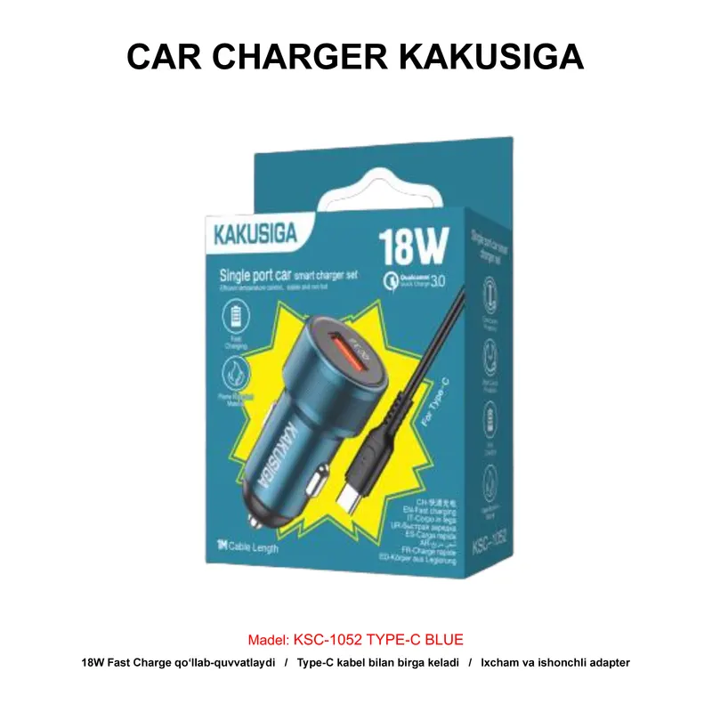 CAR CHARGER KAKUSIGA KSC-1052 TYPE-C BLUE