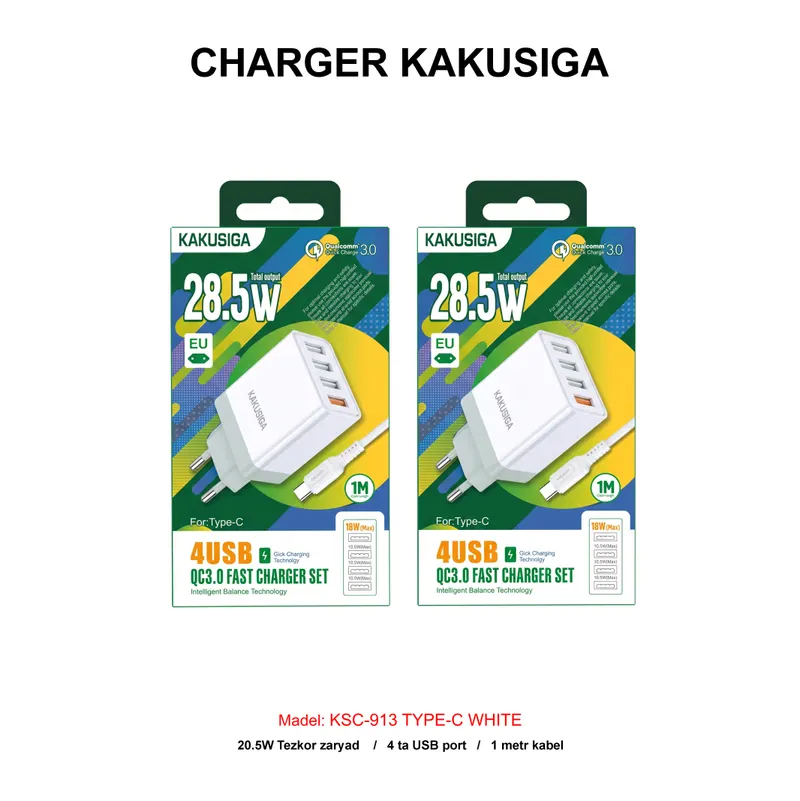 CHARGER KAKUSIGA KSC-913 TYPE-C WHITE