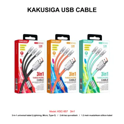 USB CABLE KAKUSIGA KSC-957 3in1 BLACK
