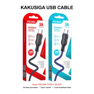 USB CABLE KAKUSIGA KSC-996 TYPE-C BLACK