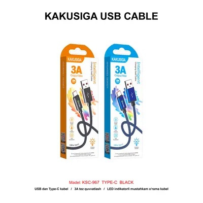 USB CABLE KAKUSIGA KSC-967 TYPE-C BLACK