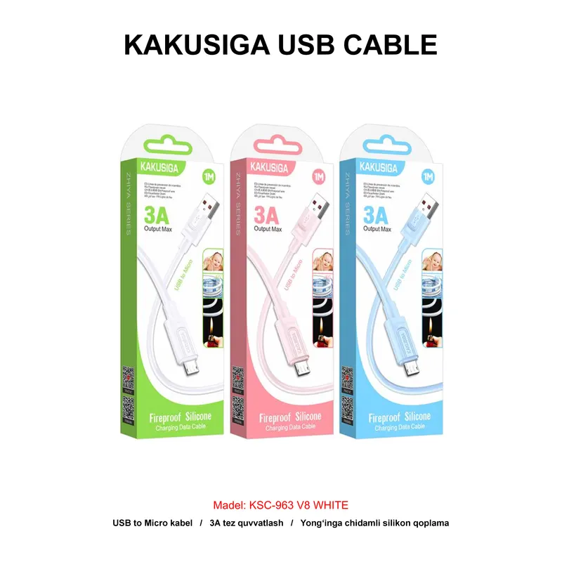 USB CABLE KAKUSIGA KSC-963 V8 WHITE
