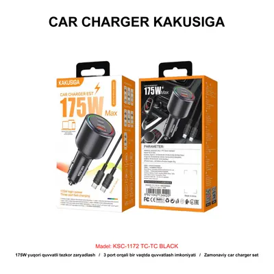 CAR CHARGER KAKUSIGA KSC-1172 TC-TC BLACK