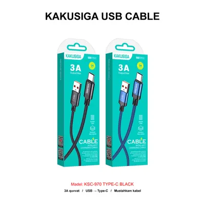 USB CABLE KAKUSIGA KSC-970 TYPE-C BLACK