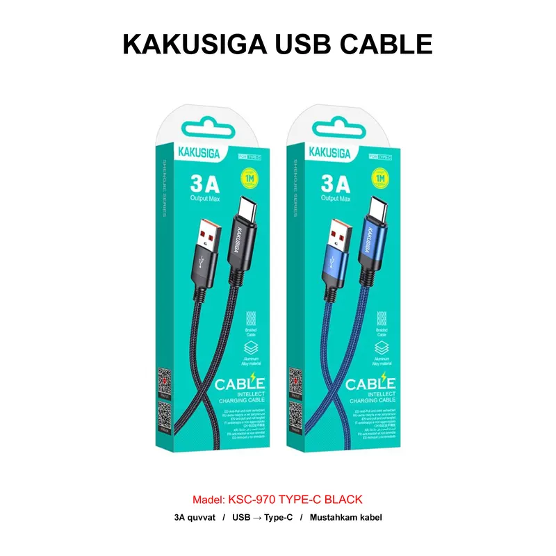 USB CABLE KAKUSIGA KSC-970 TYPE-C BLACK