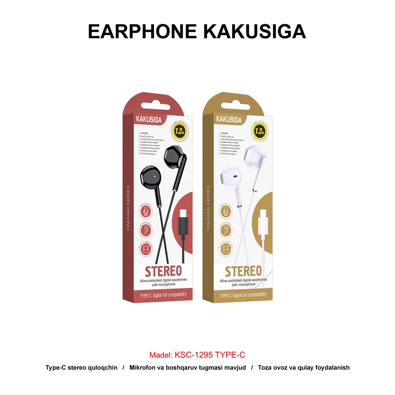 EARPHONE KAKUSIGA KSC-1295 TYPE-C BLACK