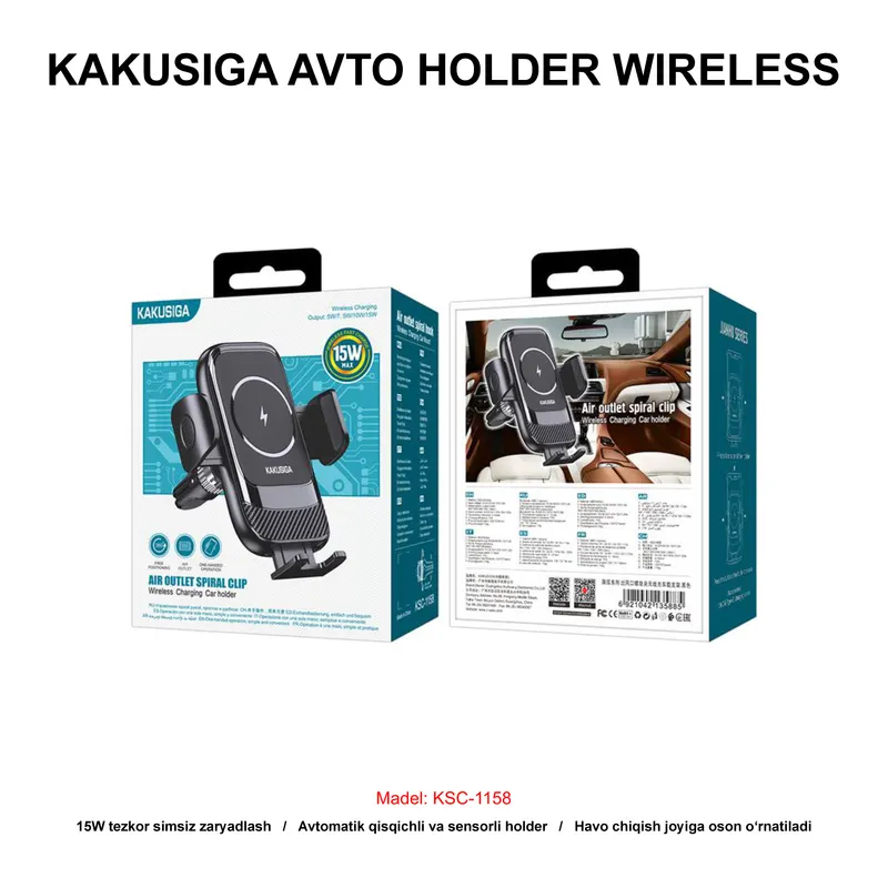 AVTO HOLDER WIRELESS KAKUSIGA KSC-1158 BLACK